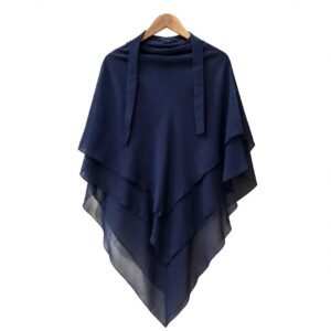 Navy Blue 3 Layer Diamond Khimar front view