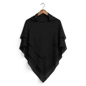 jet black 3 layer diamond khimar plain georgette white background khimarzay
